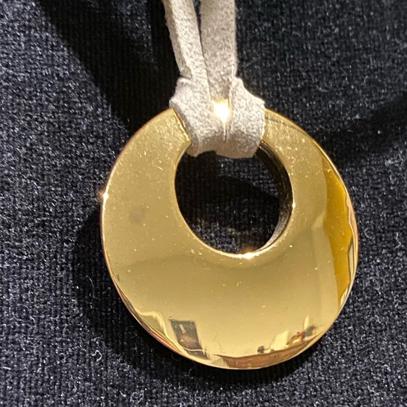 NWOT Banana Republic gold crescent pendant on grey suede necklace. - Picture 2 of 4